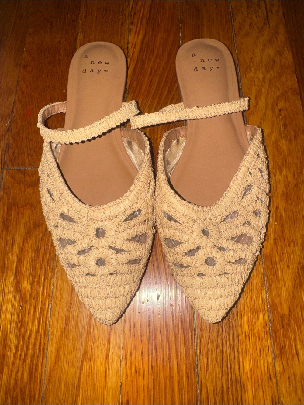a new day Tan Woven Pointed-Toe Slingback Mules - Picture 2 of 6